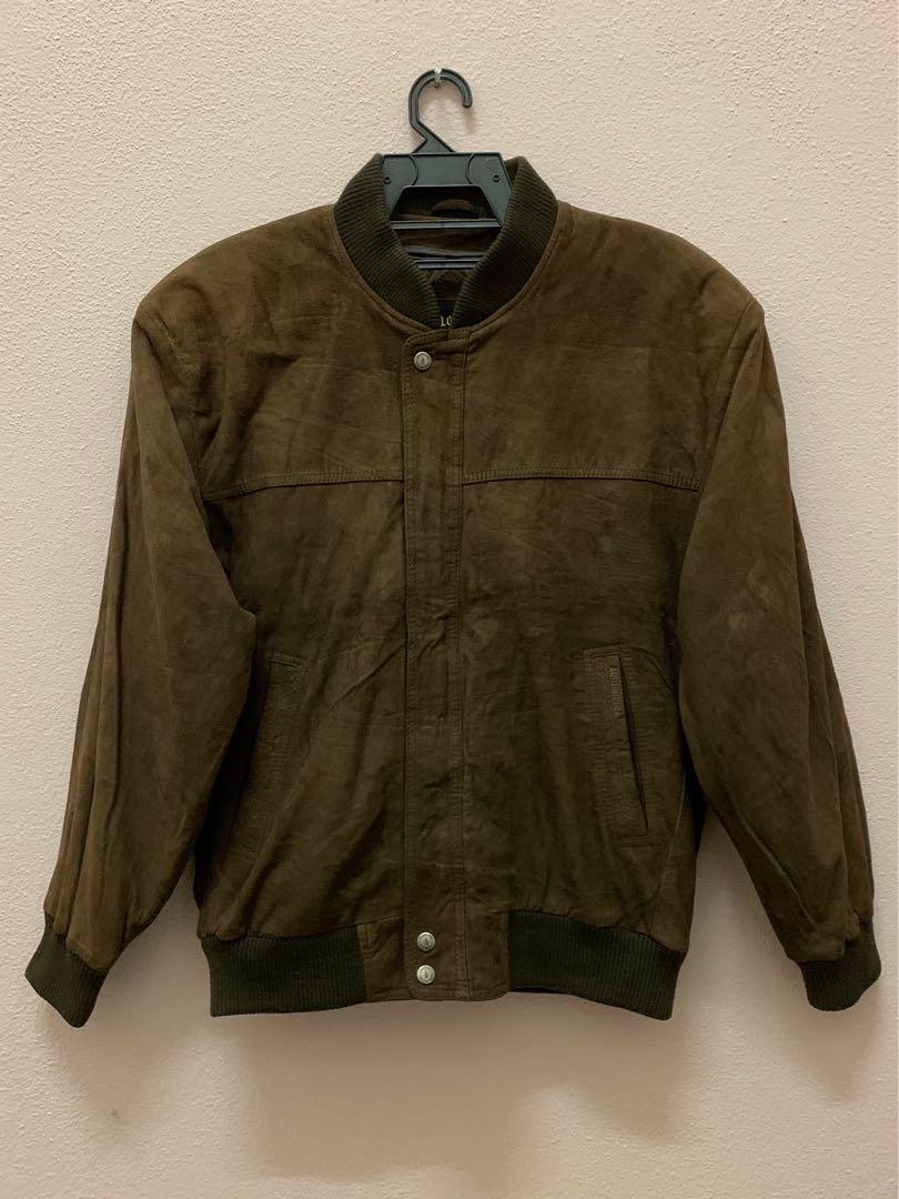 London Fog Suede Leather Bomber Jacket