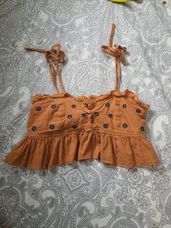 Tie shoulder crop top
