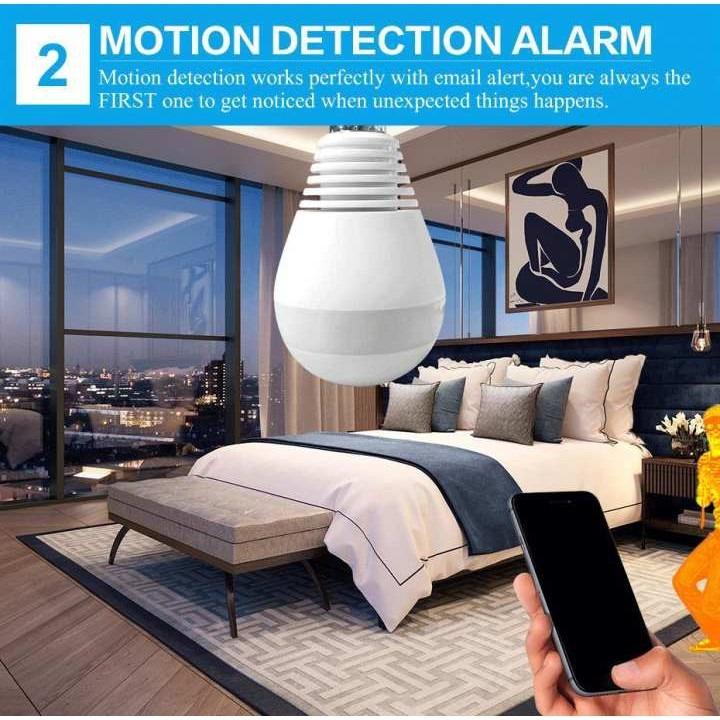 V380 Light Bulb WI-FI CCTV Panoramic Security IP Camera (Category: Security Systems & CCTV Cameras) located in Manila. Submitted by kinasamudio913 (Listing ID 1146939383, Image 2). Description: Model ：V380 Card capacity （Storage Time）：16GB (3day), 32GB (7day) , 64GB (14day) 360 degrees panoramic view; Support Motion detection; Advanced e-PTZ on split video. Simultaneous multi H.264 streams support; iPhone and Android apps available for remote vie
