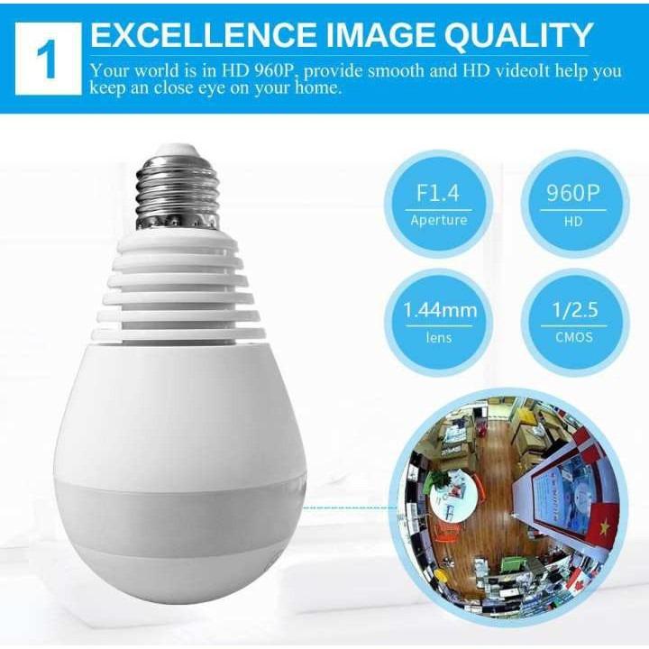 V380 Light Bulb WI-FI CCTV Panoramic Security IP Camera (Category: Security Systems & CCTV Cameras) located in Manila. Submitted by kinasamudio913 (Listing ID 1146939383, Image 1). Description: Model ：V380 Card capacity （Storage Time）：16GB (3day), 32GB (7day) , 64GB (14day) 360 degrees panoramic view; Support Motion detection; Advanced e-PTZ on split video. Simultaneous multi H.264 streams support; iPhone and Android apps available for remote vie