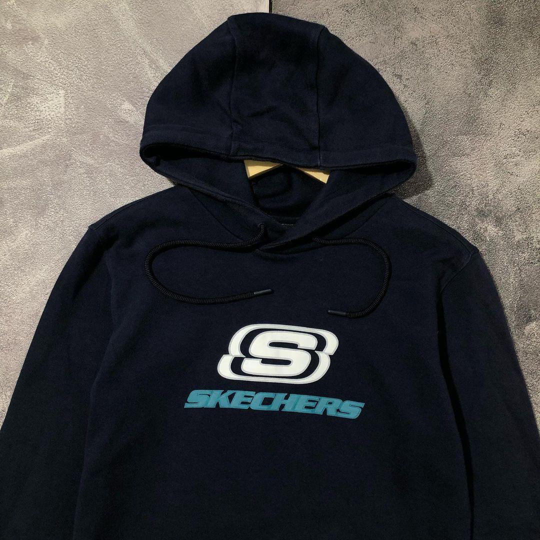 VERY GOOD CONDITION SKECHERS STREETWEAR HOODIE DARK NAVY Fesyen