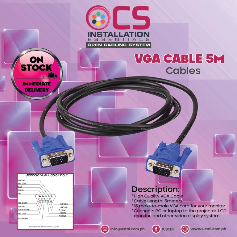 VGA Cable 5m, Everything Else, Others on Carousell