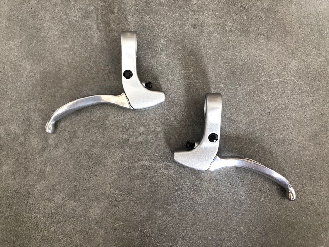 Vintage Retro Silver Brake Levers Mtb Mountain Bike Touring Steel Fixie Foldie Bicycle, Sports
