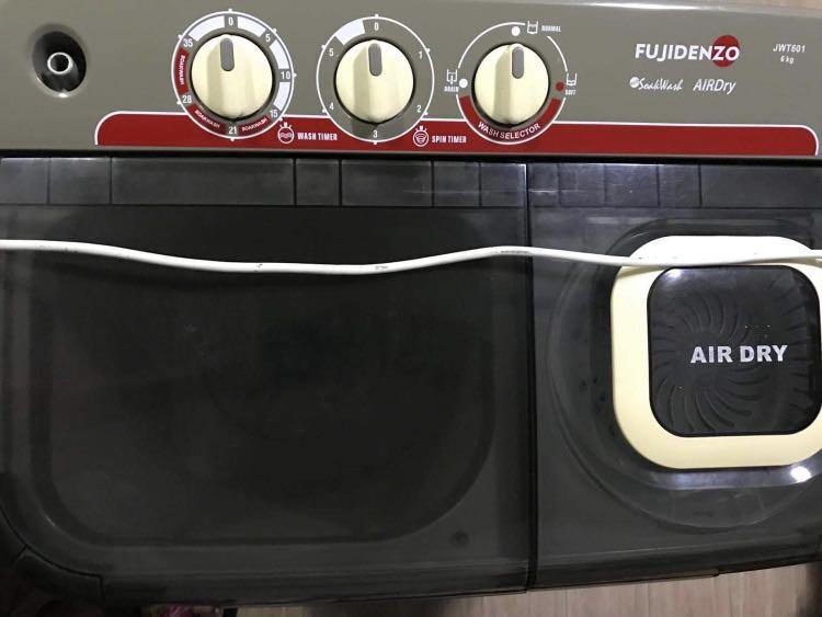 Washing Machine 6kg Fujidenzo Twin Tub Air Dry, TV & Home Appliances