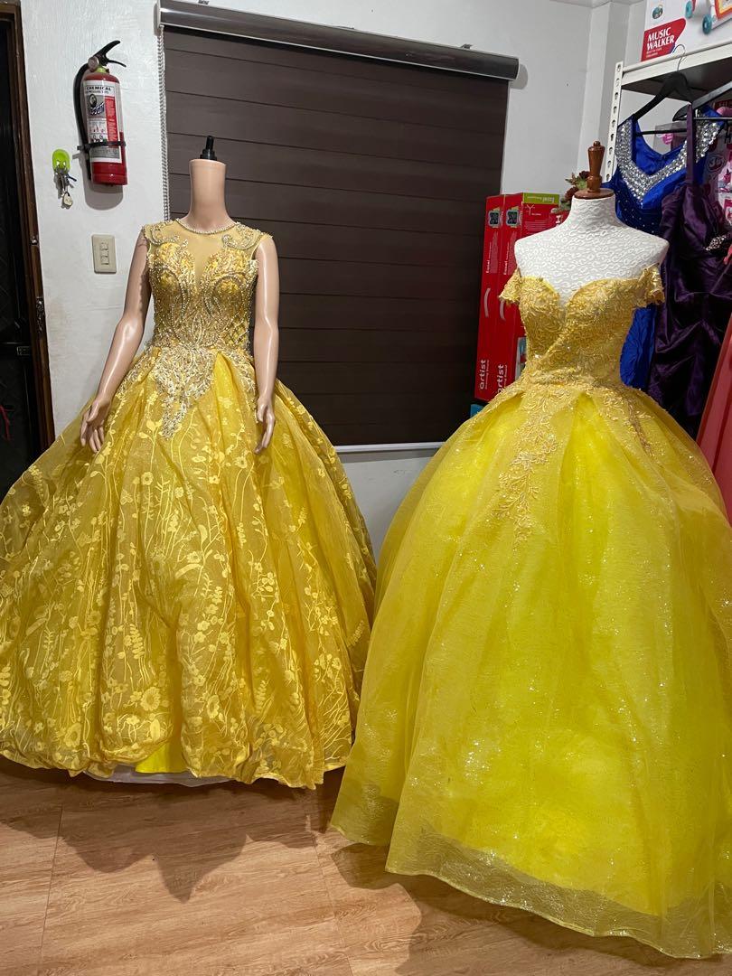 Yellow gown for debut hotsell