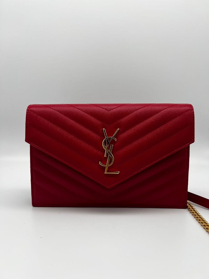 Red ysl wallet on sale chain