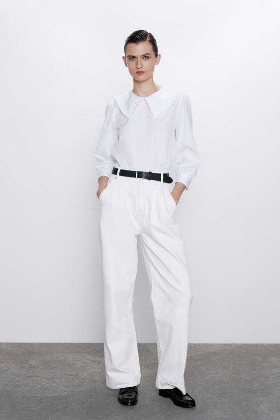 Zara collar blouse, Fesyen Wanita 