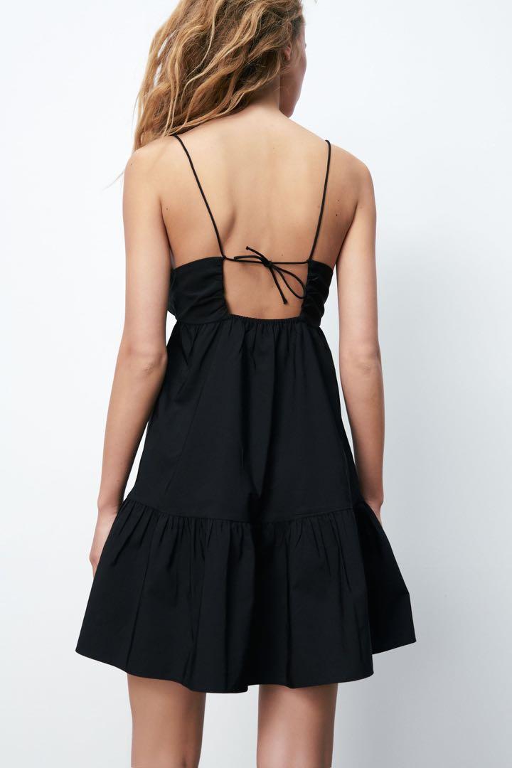 zara poplin mini dress in black size xs, Women's Fashion, Dresses & Sets,  Dresses on Carousell