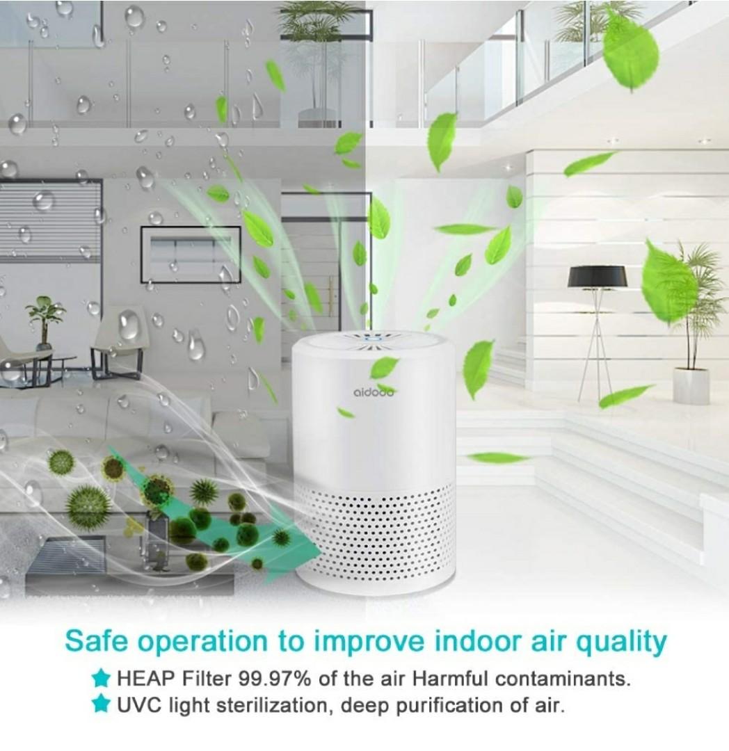 Aidodo Air Purifier Allergy with True HEPA Filter, Desktop Air Purifier Dust Ioniser with LED