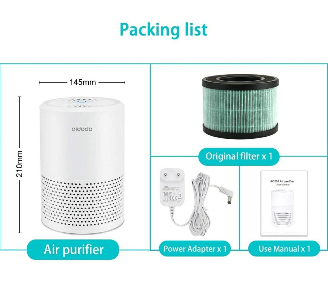 Aidodo Air Purifier Allergy with True HEPA Filter, Desktop Air Purifier Dust Ioniser with LED