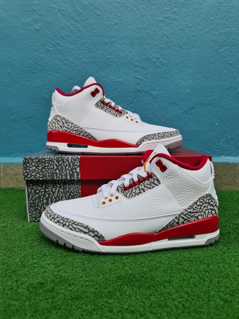 Air Jordan 3 Cardinal Red, Men's Fashion, Footwear, Sneakers on Carousell