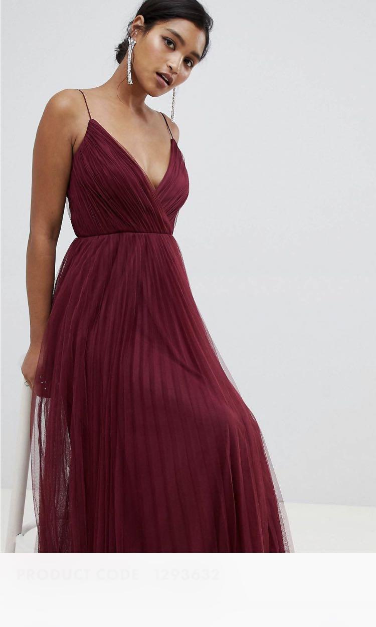 ASOS DESIGN cami pleated tulle maxi dress