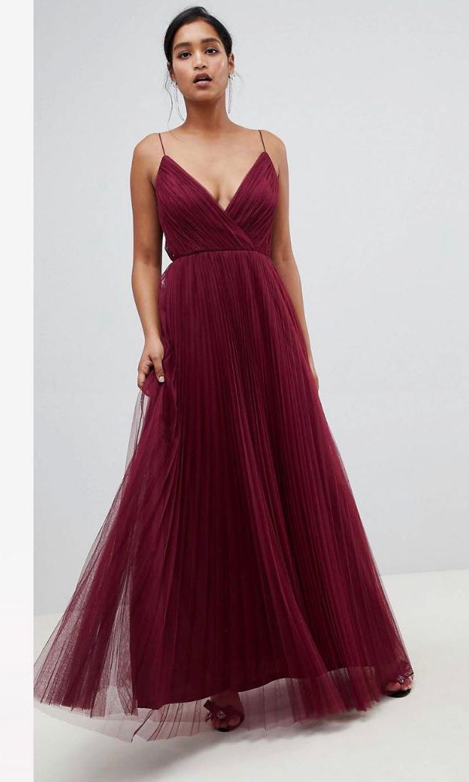 Pleated tulle maxi dress 2025