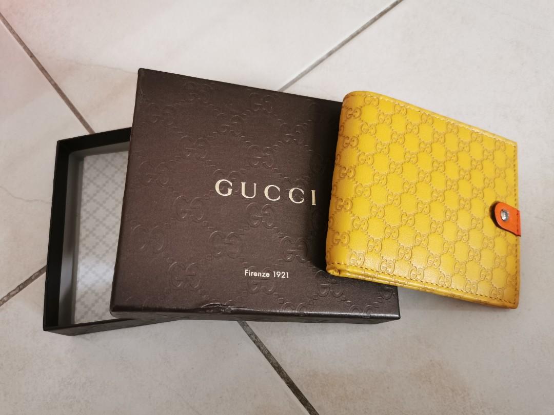 Authentic Gucci Men's Microguccissima GG Logo Leather BiFold Wallet -  yellow/red-orange, Luxury, Bags & Wallets on Carousell