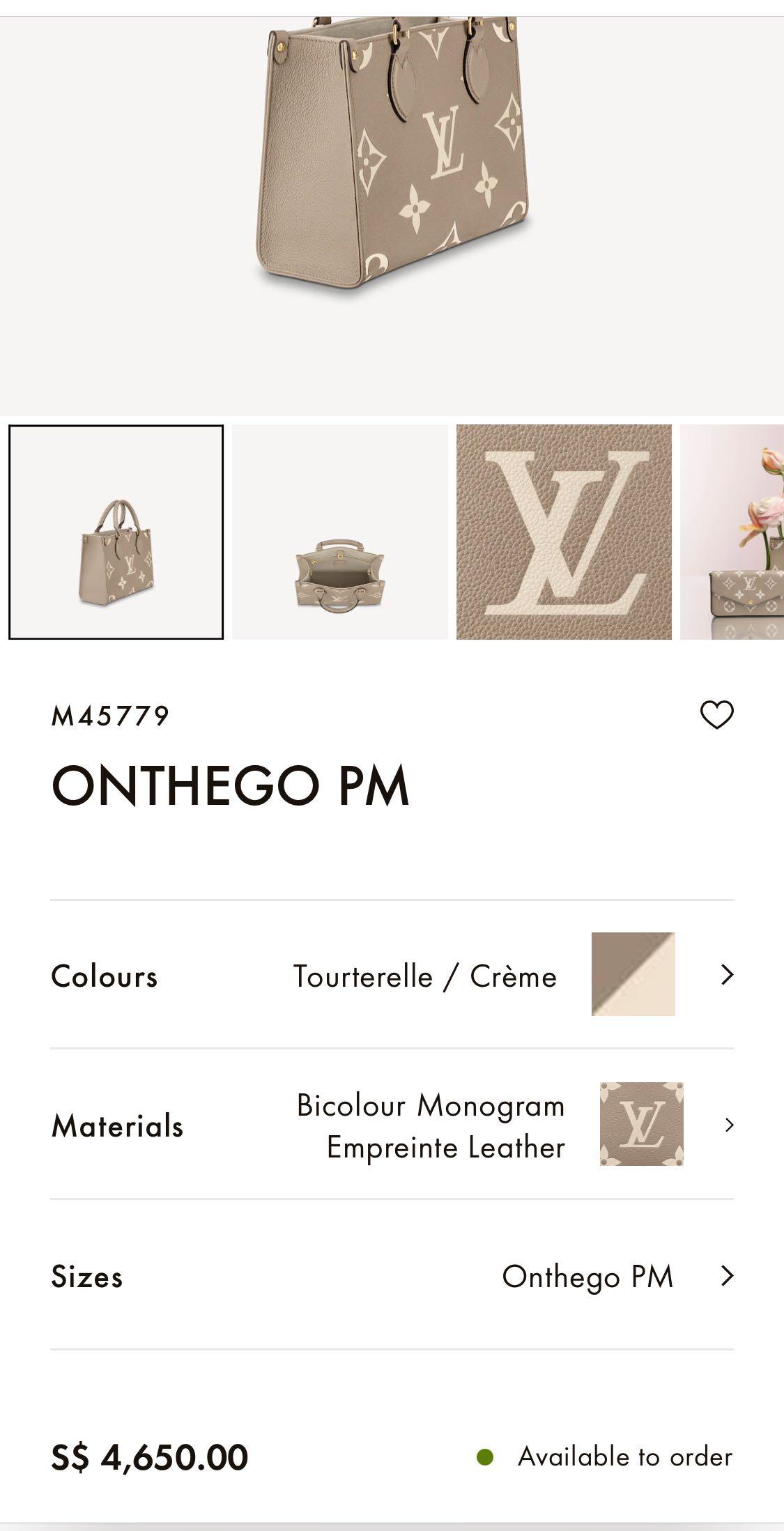 Louis+Vuitton+Onthego+Tote+PM+Tourterelle+Beige+Cream+Leather+Monogram+Empreinte  for sale online