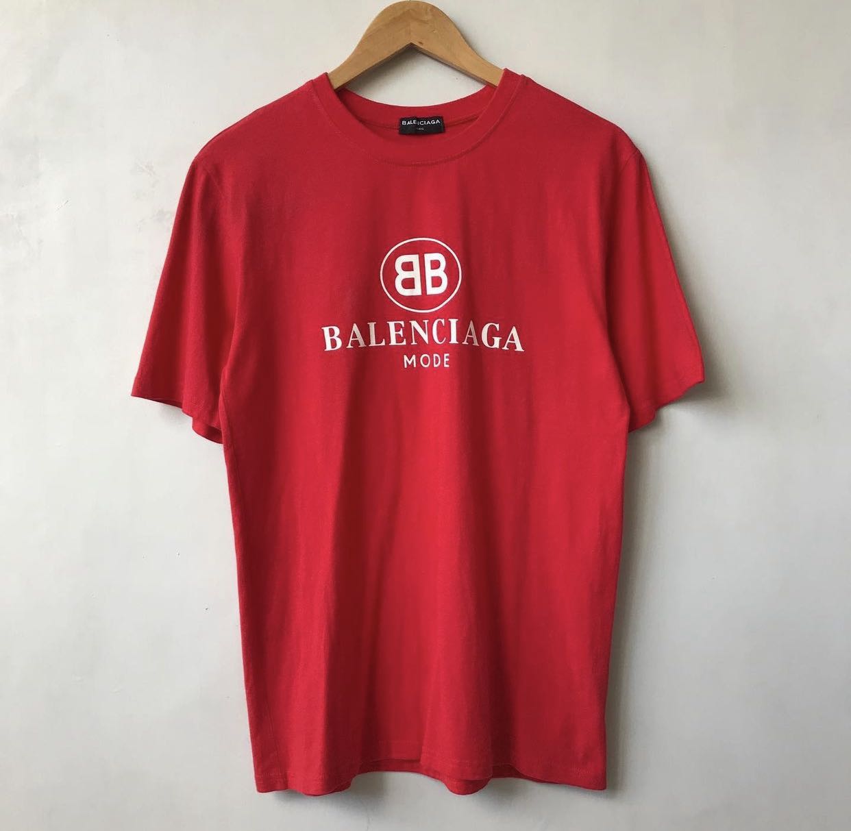 Balenciaga Bb Mode Red Tee Shirt, Luxury, Apparel On Carousell