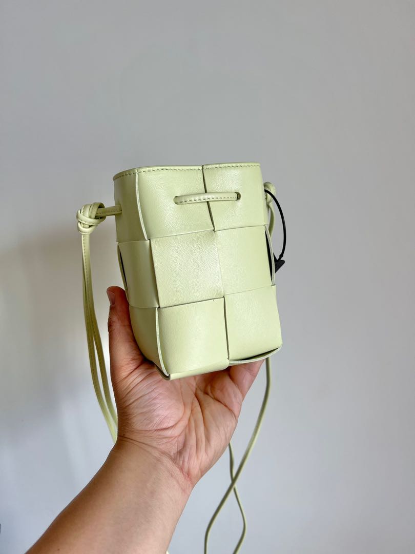 Bottega Veneta Mini Cassette Bucket Bag in Lemon Washed & Gold