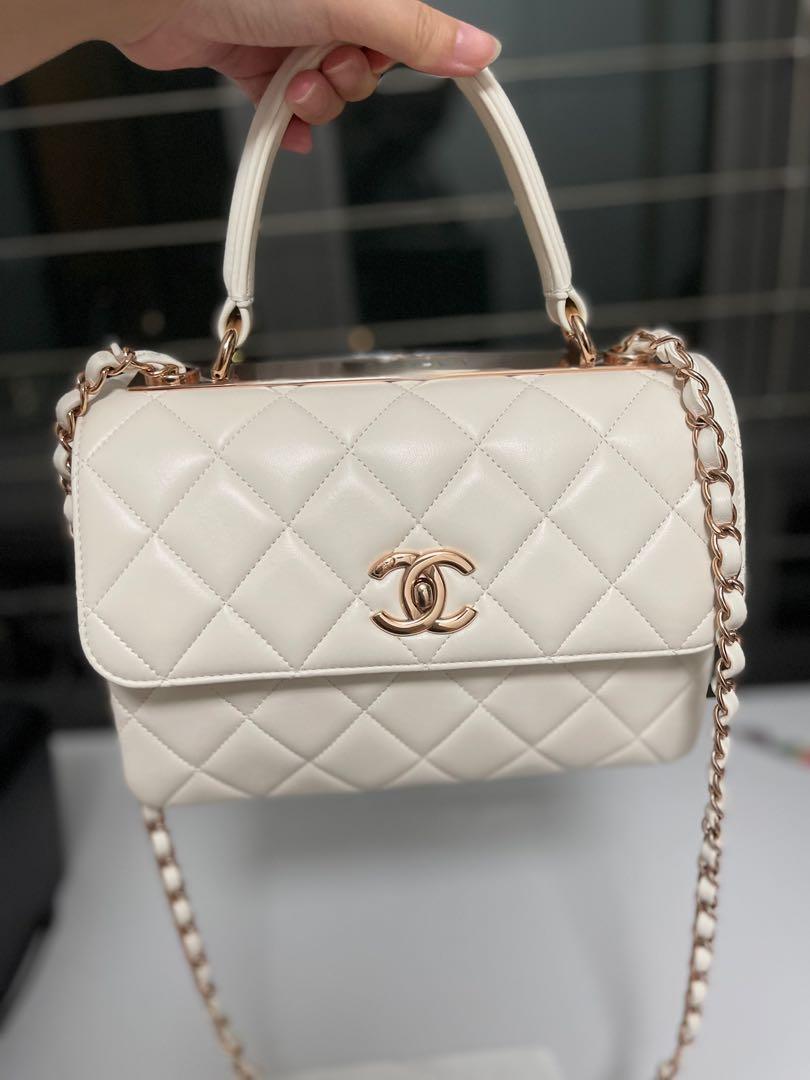 Chanel Trendy Small White Lambskin with Rose Gold Hardware New in Box  WA001