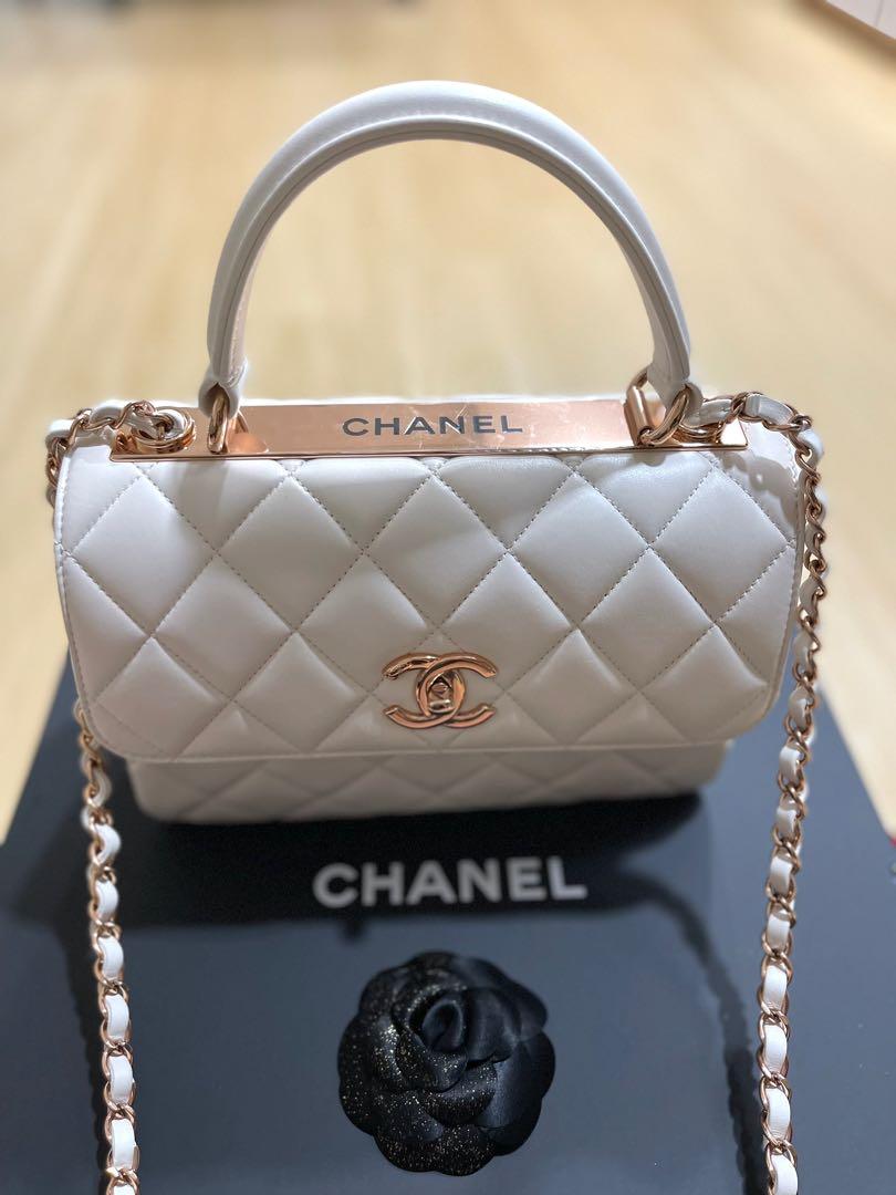 CHANEL Small Trendy CC Flap Bag with Top Handle in Pink Lambskin