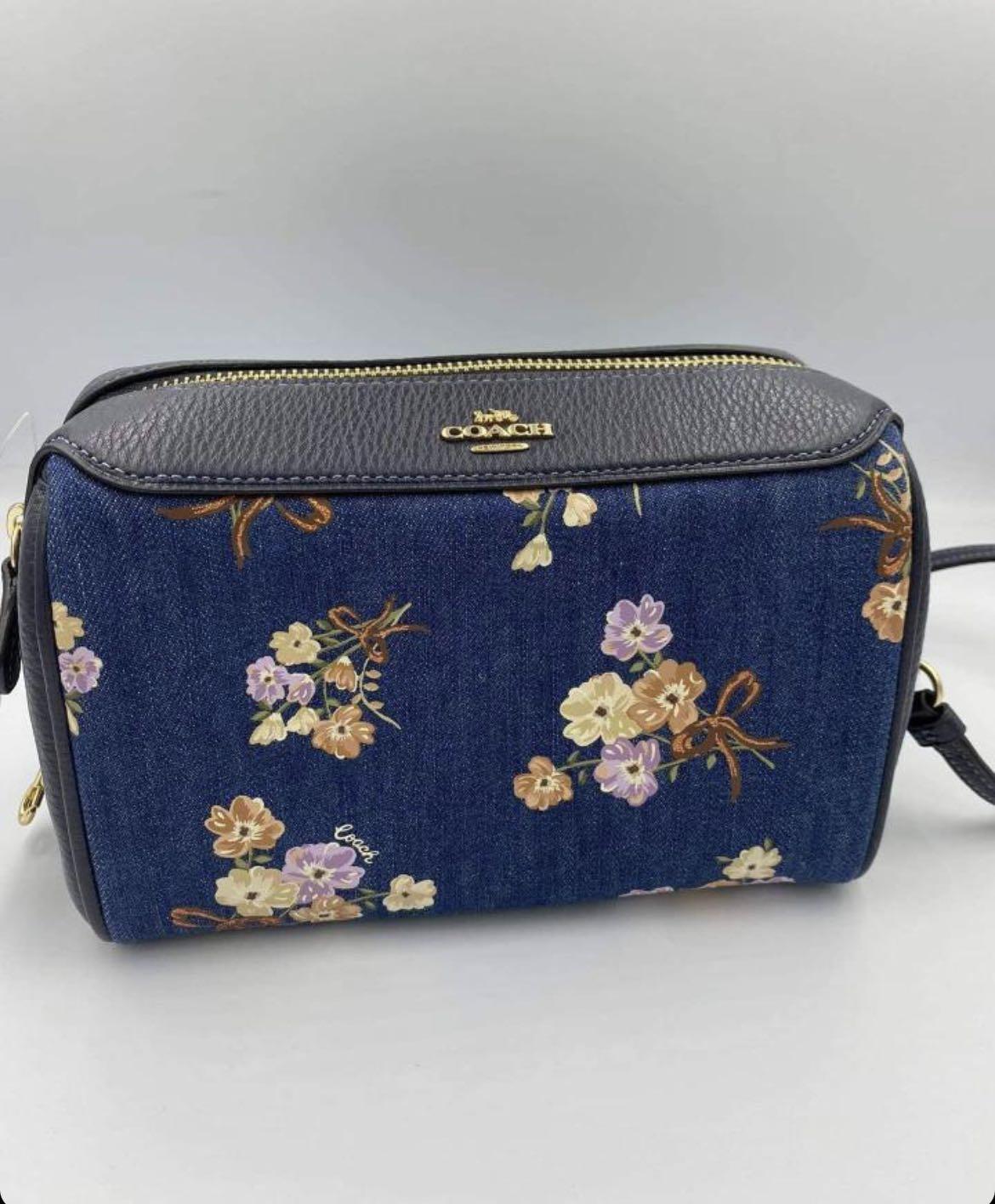Coach Floral Denim Mini Bennet Crossbody Bag