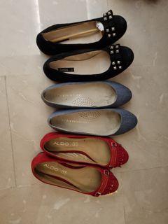 Free - three pairs of ballet flats size 6