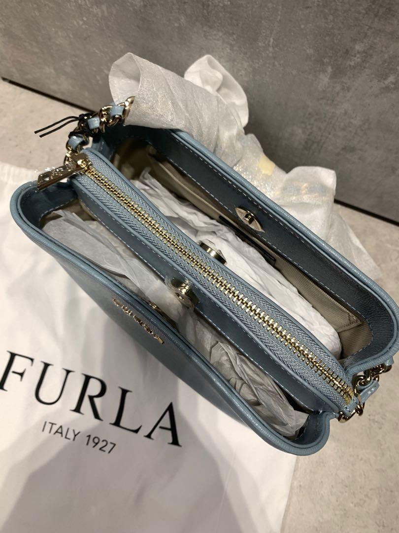 Furla Blue Sling Bag with Chain Strap
