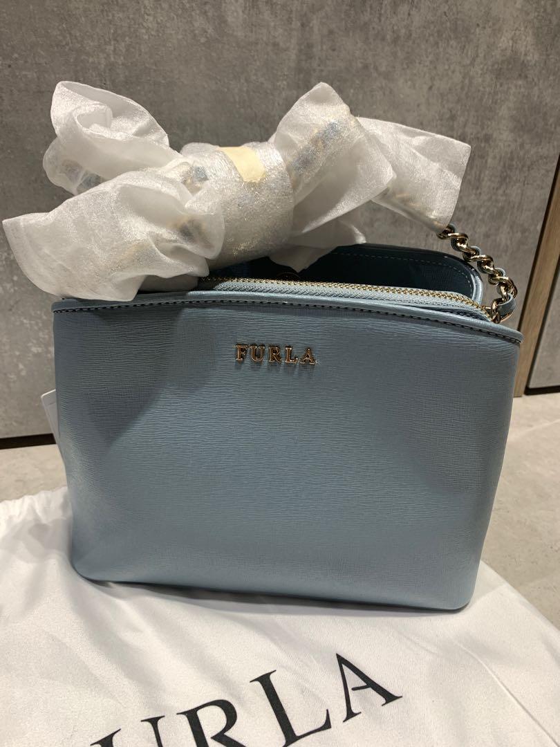 Furla Blue Sling Bag with Chain Strap