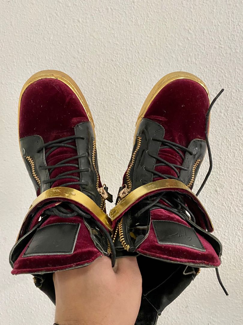 Giuseppe zanotti top red velvet sneakers