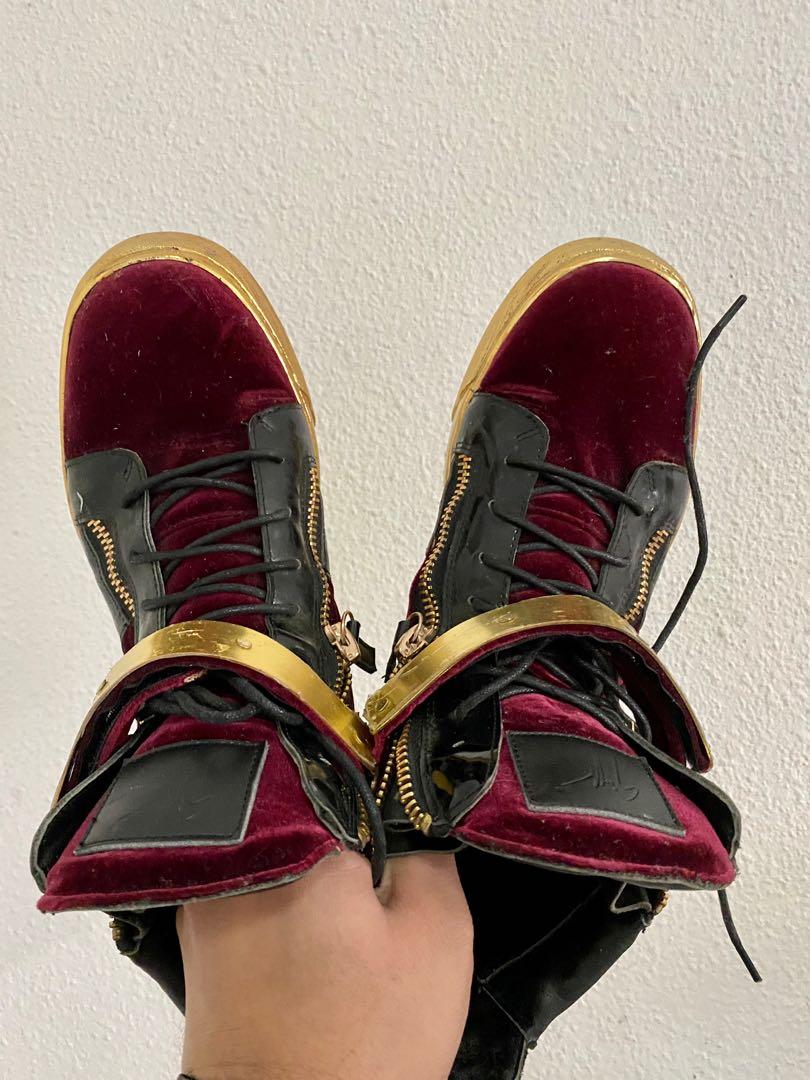 Giuseppe Zanotti Knockoff Men s Red Velvet High top Sneakers US8.5