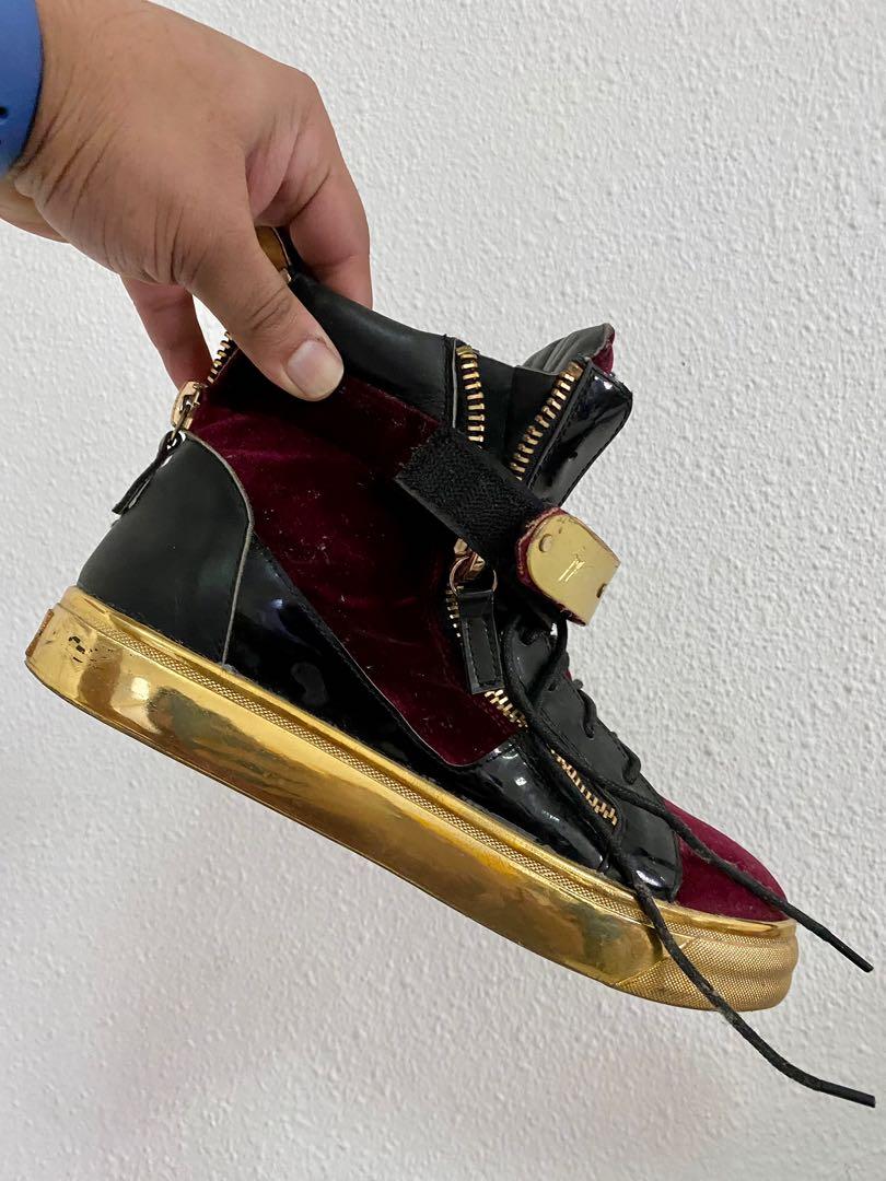 Giuseppe Zanotti Knockoff Men s Red Velvet High top Sneakers US8.5