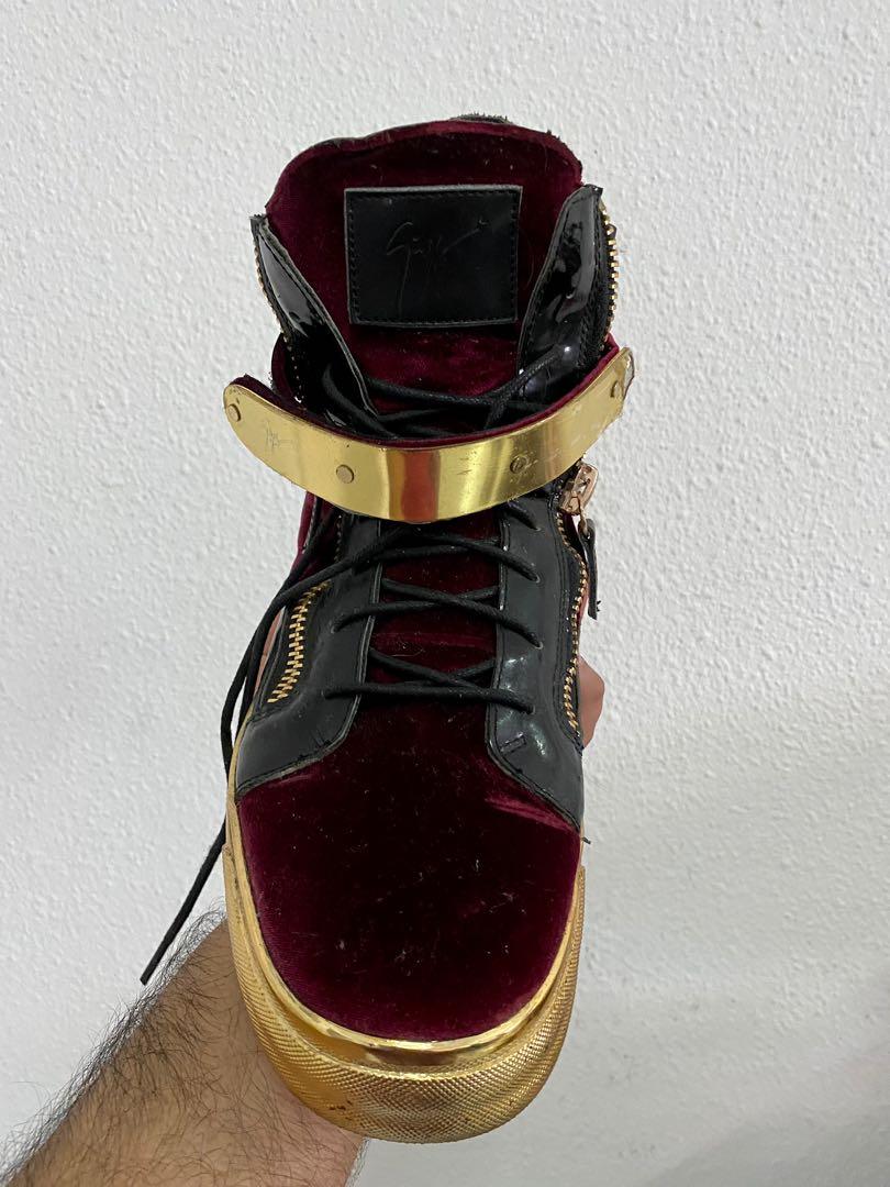 Giuseppe Zanotti Knockoff Men s Red Velvet High top Sneakers US8.5