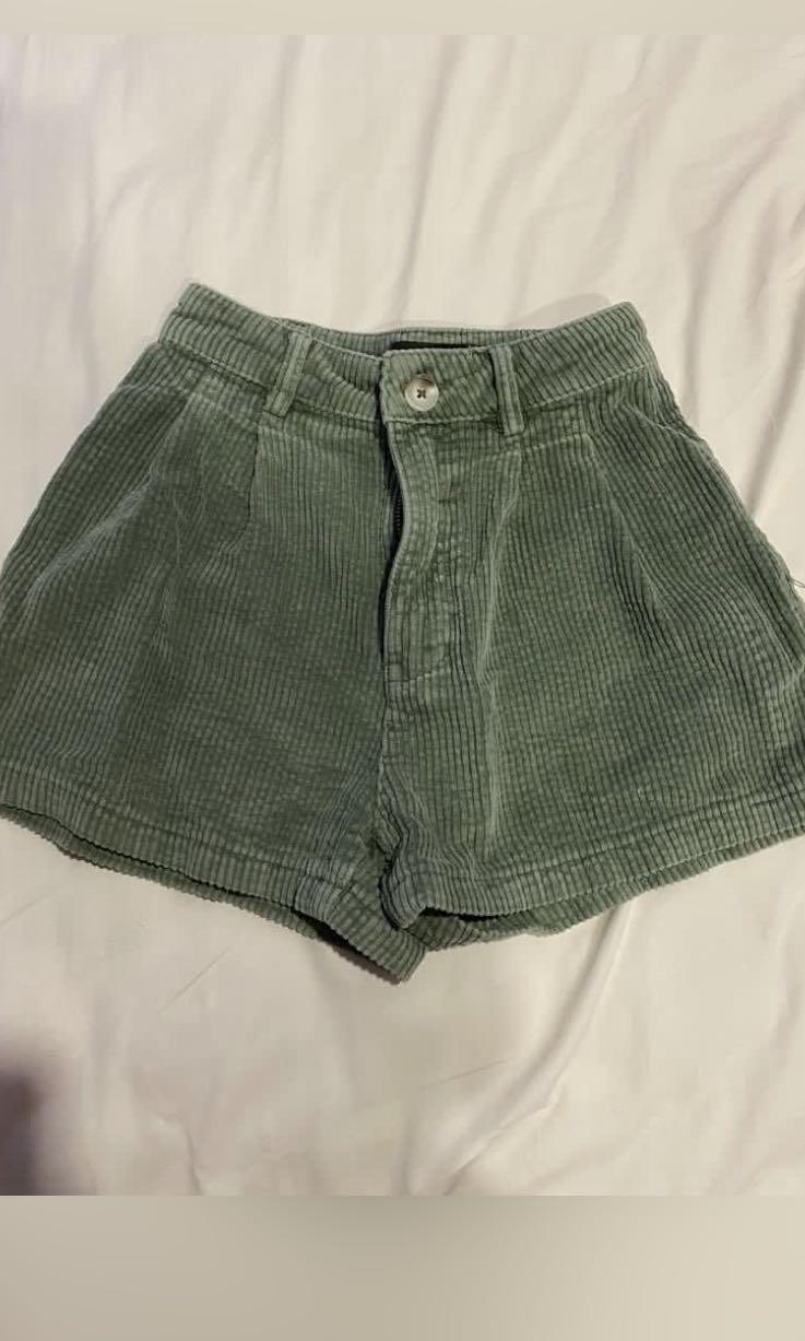 Green cord shorts sales