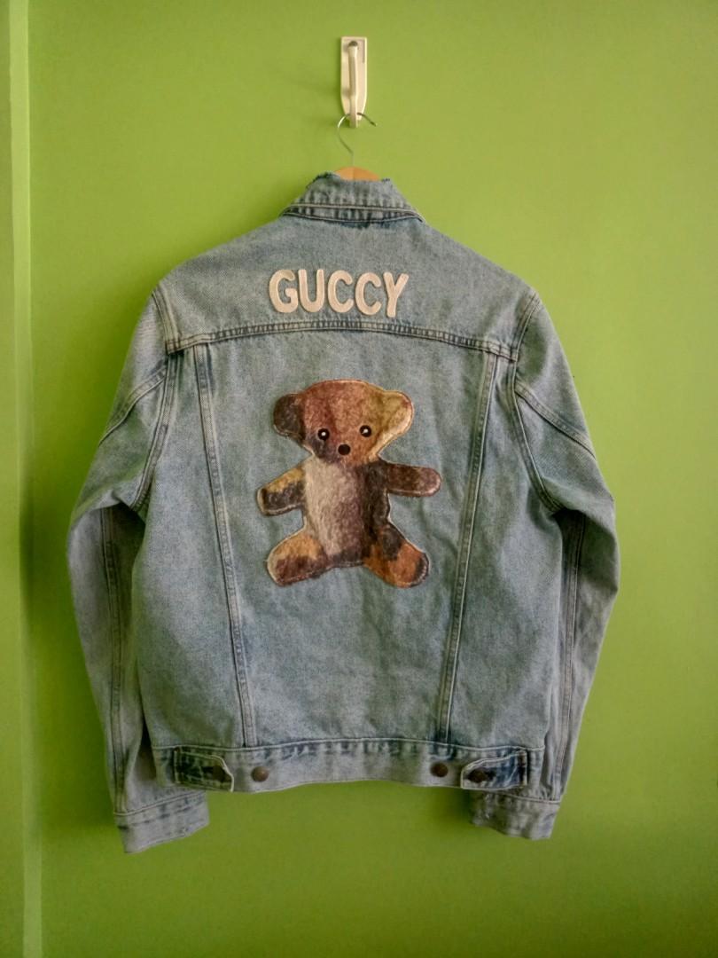 Gucci jeans jacket teddy bear discount