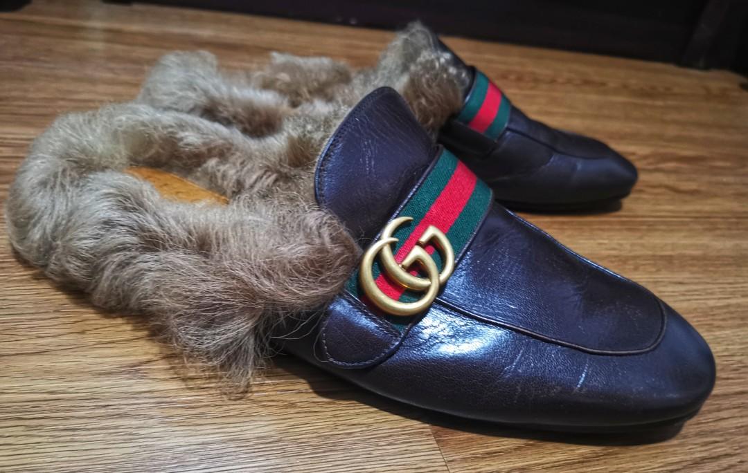Gucci Princetown Fur Slippers Men s Fashion Footwear Casual shoes on Carousell