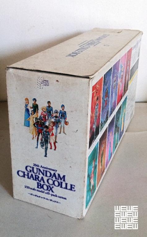 Gundam Chara 20th Anniversary Colle Box Figure Set (Category: Gundam & Model Kits) located in Pasig City. Submitted by wewyllenium (Listing ID 1147096936, Image 3). Description: Bandai character collection set. Assembly kits are rendered in transparent plastic. Unused, unopened, undamaged item. Contains 10 figures. Assembly and painting required. .