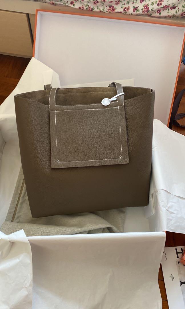Hermes Cabasellier Tote 46 - Clemence - Etoupe - New with small
