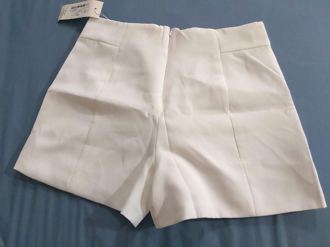 White chiffon cheap shorts