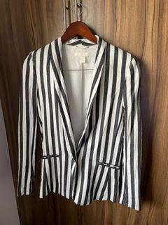 H&M Black and White Stripes Blazer