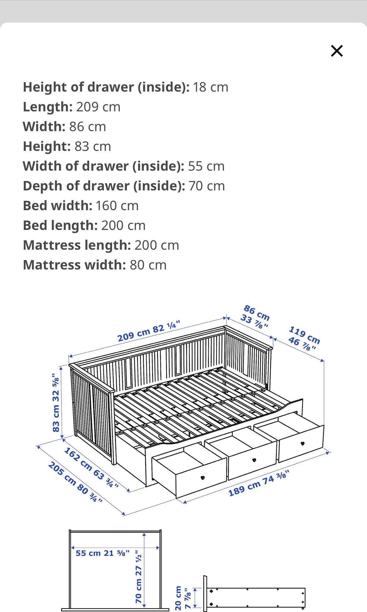 IKEA Hemnes day bed with 3 drawers and a pull out bed, Furniture & Home