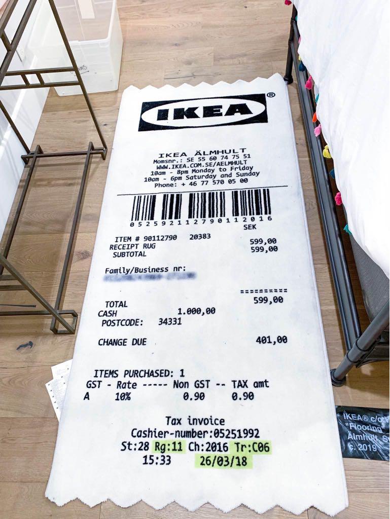 IKEA Virgil Abloh］”receipt”ラグ 最安値最終値下げ - ラグ