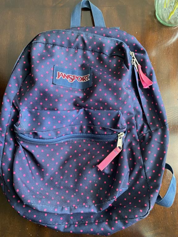 Jansport pink clearance polka dot backpack