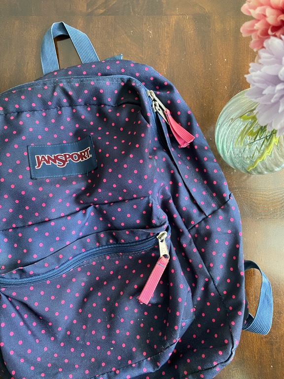 Jansport blue polka dot backpack top