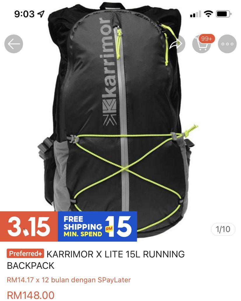 Karrimor x lite online 15l running backpack