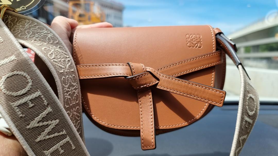 mini gate dual bag in soft calfskin and jacquard
