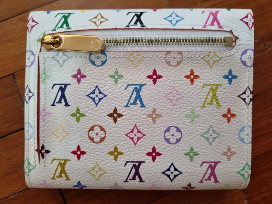 LOUIS VUITTON Monogram Multicolor Joey Wallet White Litchi 179229