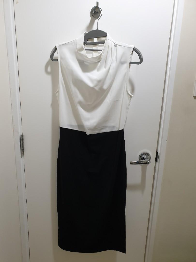 Mango pleated sales bicolor dress