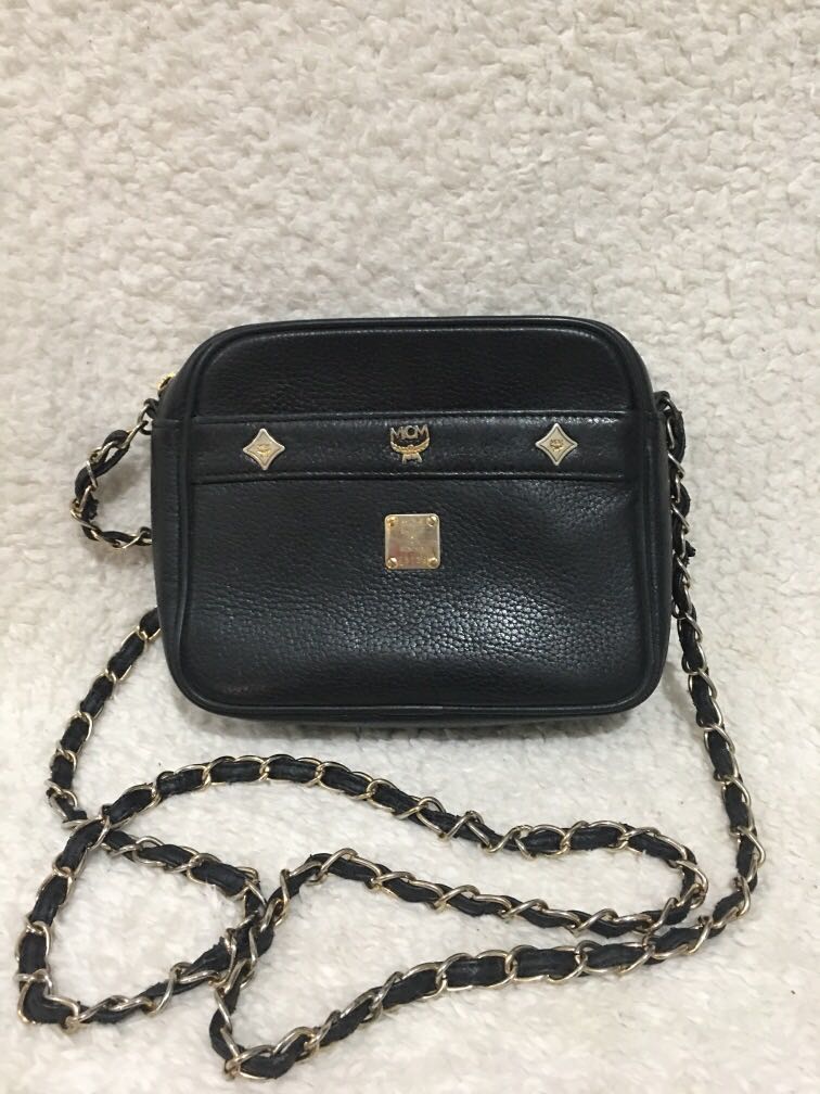 Mcm black sling bag sales