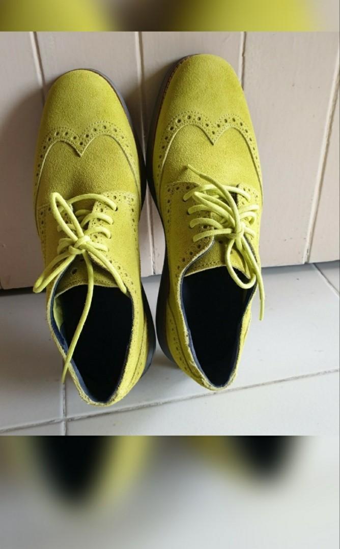Men Cole Haan NEON GREEN suede Wingtip Oxford Sneaker Lunarlon. Shoes Men s Fashion Footwear Dress Shoes on Carousell