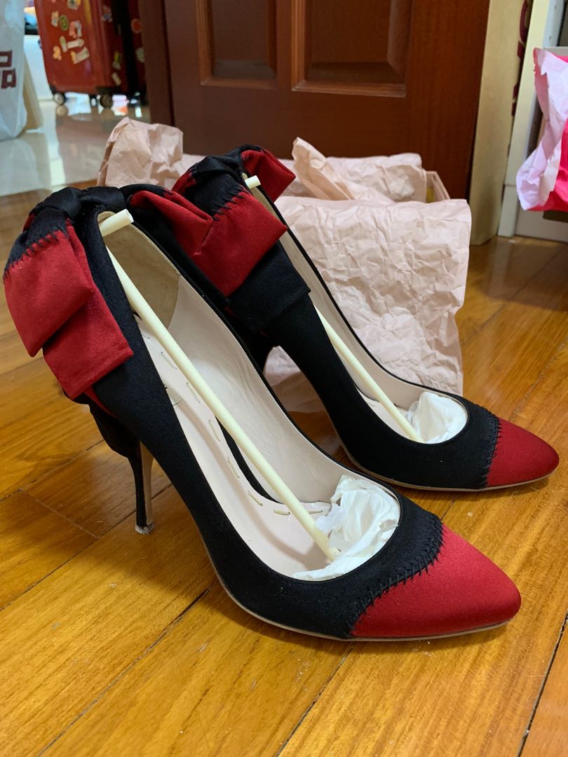 Red black white heels sale