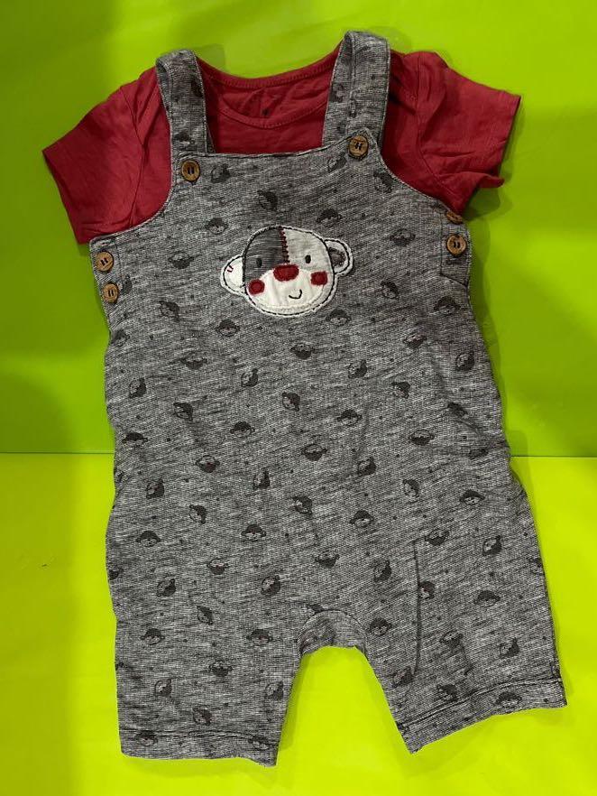 Mothercare Baby boys Mothercare cheecky monkey dungaree /top set up to 1 month BNWT 